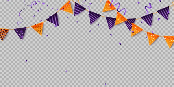 Decoraciones de fiesta de Halloween. Banderas de Halloween - violeta y naranja. Vector — Vector de stock