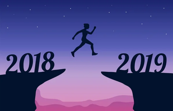 Springen Zwischen 2018 Und 2019 Konzept Für Das Neue Jahr — Stockvektor