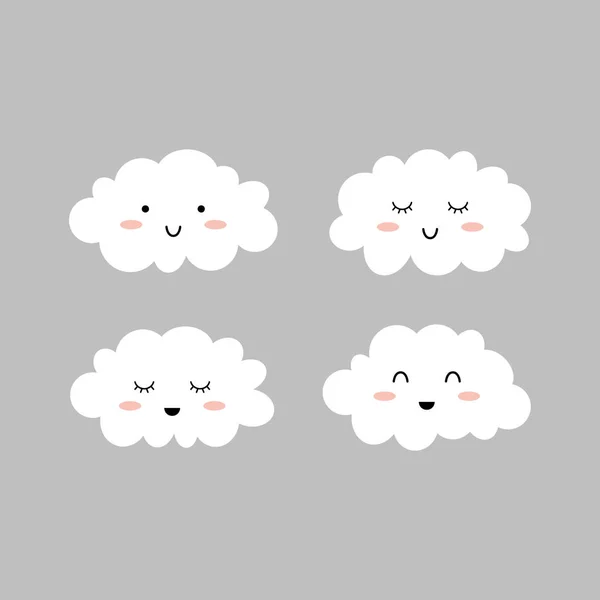 Bonitas Nubes Aislado Gris Iconos Nube Ilustración Vectorial — Vector de stock