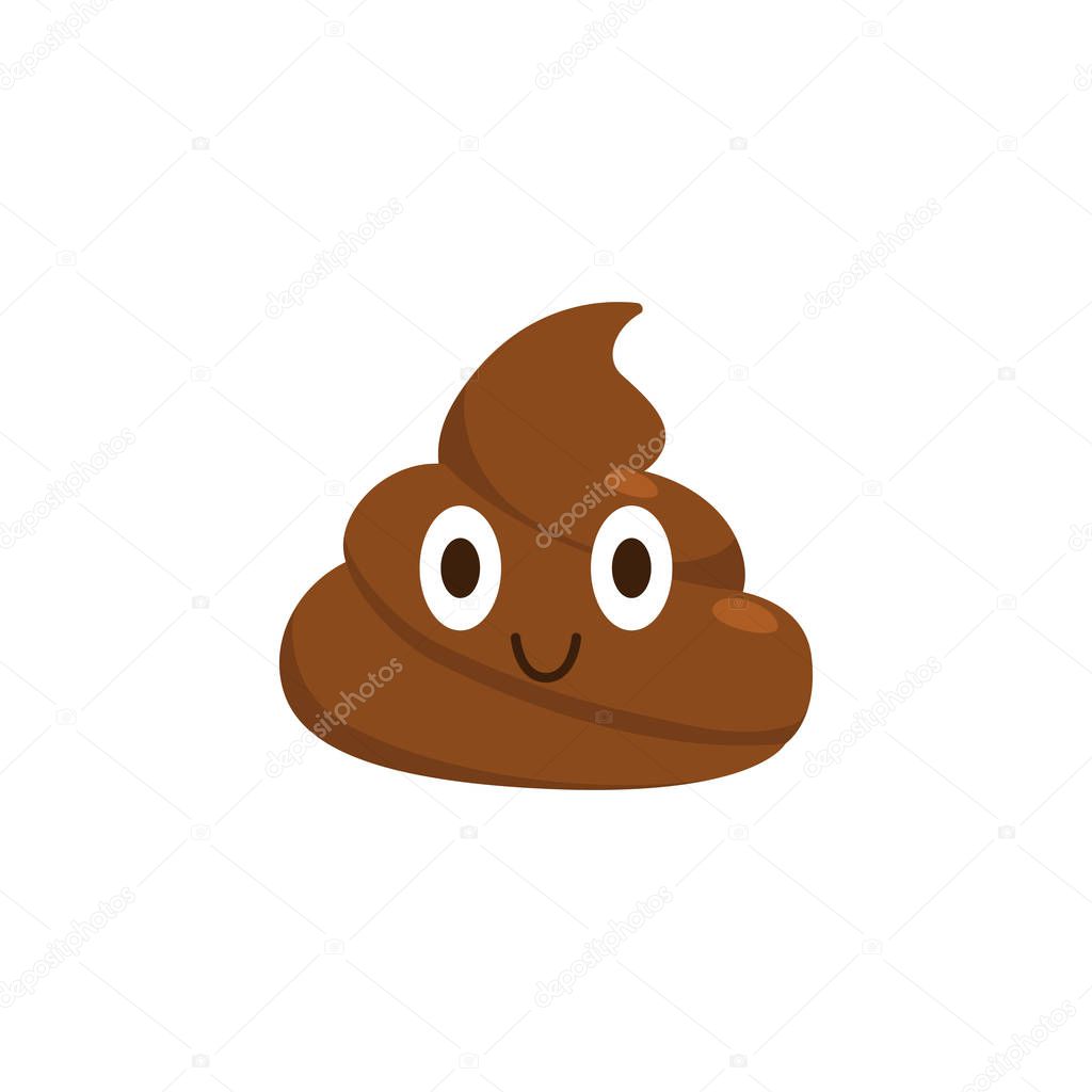Brown poop emoticon. Cute shit icon. Isolated. vector illustration