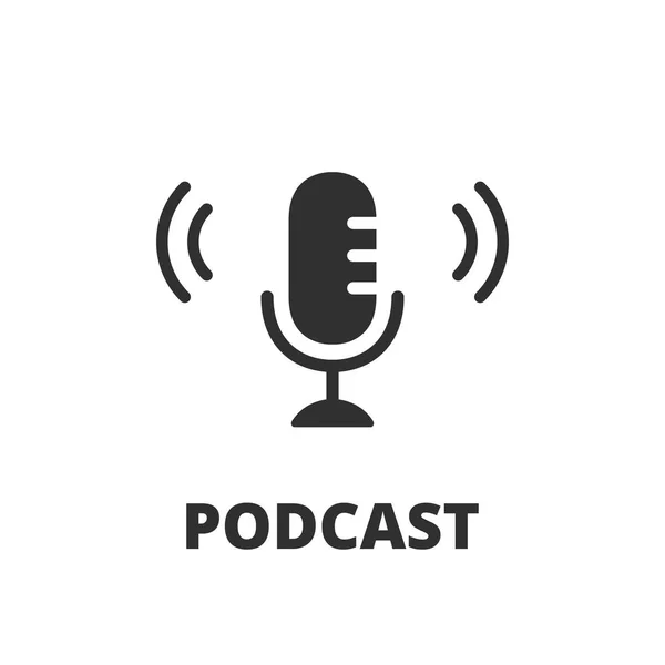 Logo Podcastu. Mikrofon Podcast. Czarna ikona. Wektor — Wektor stockowy