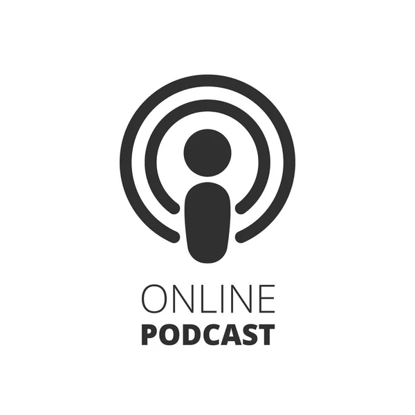 Icona Podcast. Microfono. Illustrazione podcast online. Vettore — Vettoriale Stock