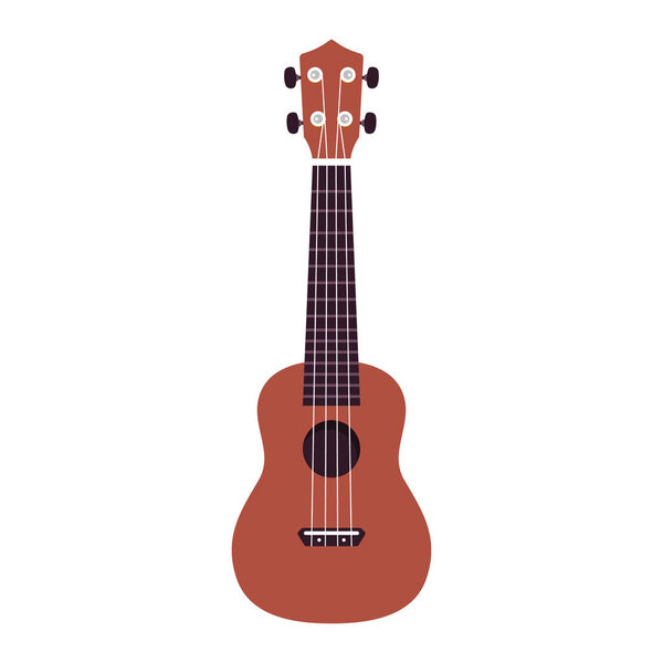 Ukulele. Little Hawaiian guitar. Isolated icon. Vector