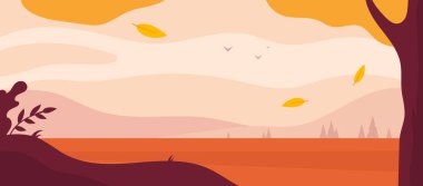 Sonbahar manzarası. Basit, minimum duvar kağıdı. Vektör