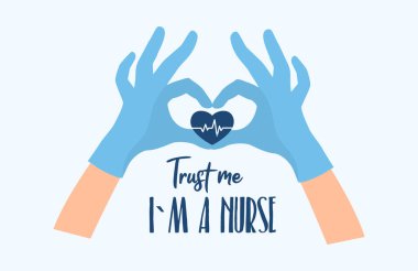 Güven bana, ben hemşireyim. Doktorun elleri. Vektör
