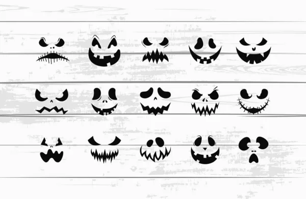 Des Silhouettes Effrayantes Des Visages Halloween Illustration Vectorielle Isolée — Image vectorielle