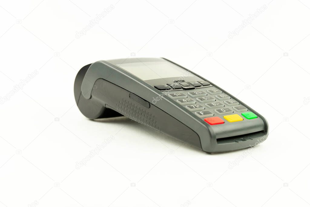 Gray Payment terminal isolated on white