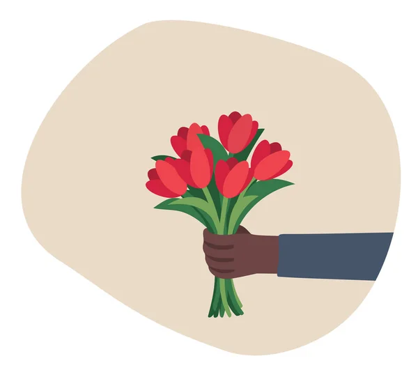 Ρομαντικό έκπληξη. Μπουκέτο λουλουδιών. — Διανυσματικό Αρχείο
