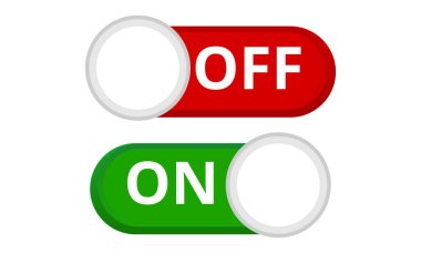 Dairesel düğmeleri olan yatay açma / kapama kaydırma simgeleri, mobil anahtarlar, ayarlar panelleri ve etkileşimli UI kontrolleri için uygundur.