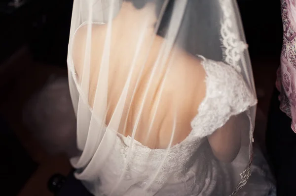 Ernte Unkenntlich Braut Rückseite — Stockfoto