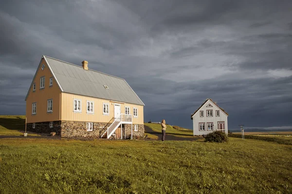 Country House Straw Roof Field Iceland Release — Stock Photo, Image