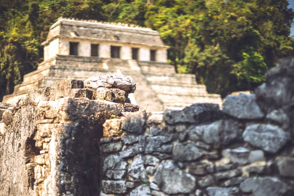 View Amazing Mayan Pyramid Located Palenque City Chiapas Mexico — Stock Photo, Image
