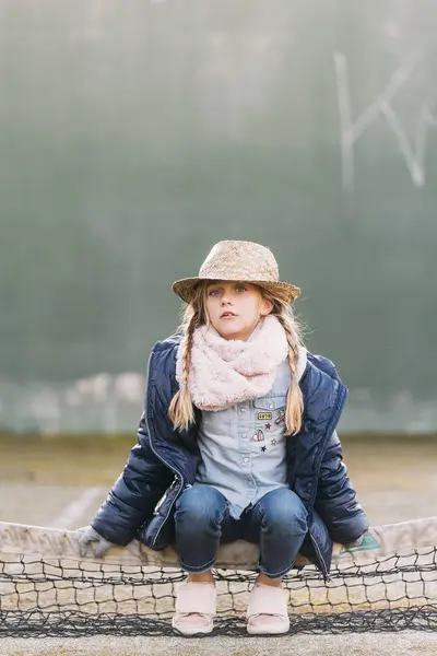 Blonde Kid Portrait Hat — Stock Photo, Image