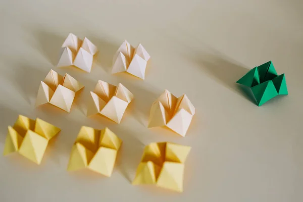 Set Origami Carta Giallo Verde — Foto Stock
