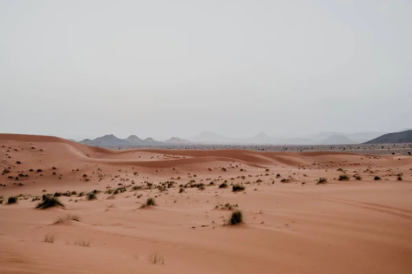 Cloudy Sundown Sky Hills Rocks Arid Desert Evening Morocco — Stock Photo, Image