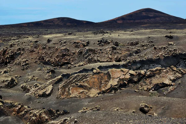 Malerischer Blick Auf Vulkanisches Terrain Mit Erstarrter Lava Wildem Gebiet — Stockfoto