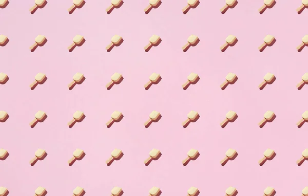 Бесшовный Узор Съеденного Мороженого Розовом Фоне — стоковое фото