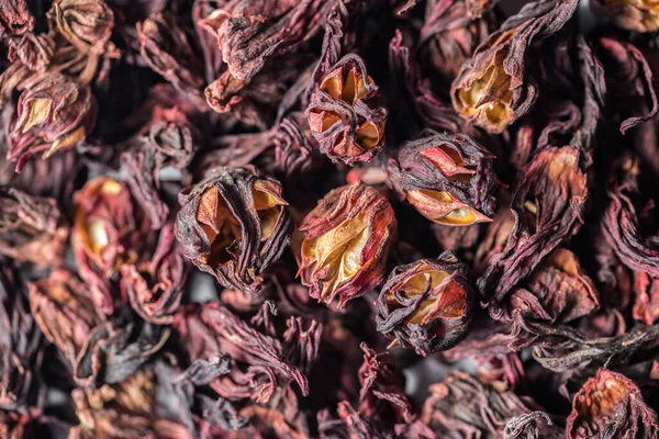 Bowl Dried Hibiscus Roselle Flowers Used Preparing Healthy Refreshing Tea — Stock Photo, Image