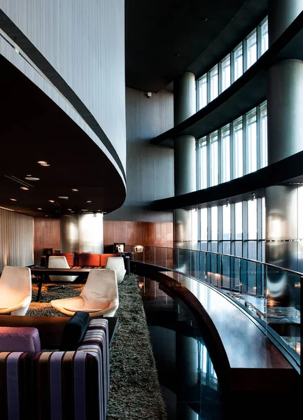 Comfortabel Café Hal Van Kantoorgebouw Met Luxe Interieur Inclusief Zachte — Stockfoto