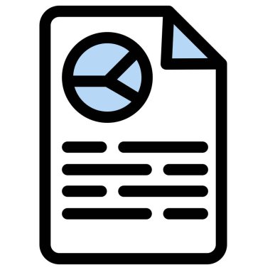 Bu simge görsel olarak bir iş raporunu temsil ediyor - bir pasta grafiği ve metin - sunumlar ve veri analiz görselleri için ideal. İş ve mali bağlamlar için mükemmel.