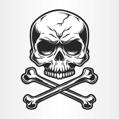 Skull with crossed bones, isolated on white background