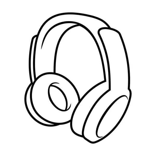 Headphone lineart black icon isolated on white vector illustration — Stock Vector