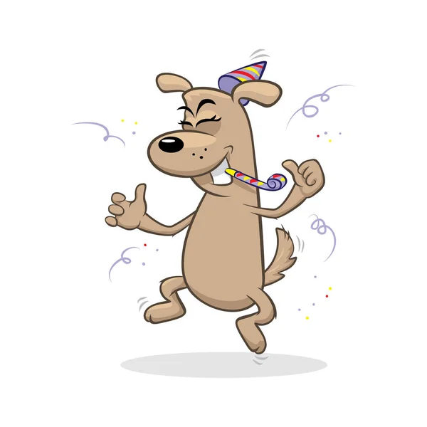 Chapeau de fête chien sifflet soufflage vectoriel illustration — Image vectorielle