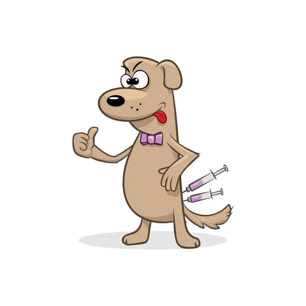 Köpek kelebek kravat tıbbi şırınga vektör illüstrasyon — Stok Vektör