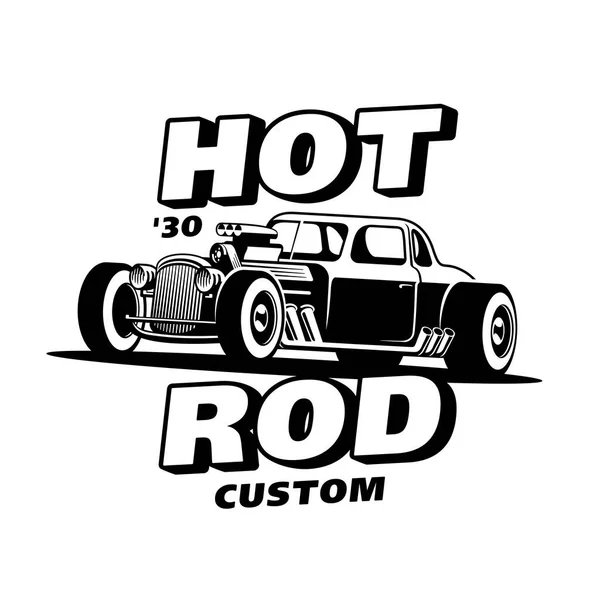 Retro Hot Rod Custom emblema logotipo vector ilustración — Archivo Imágenes Vectoriales