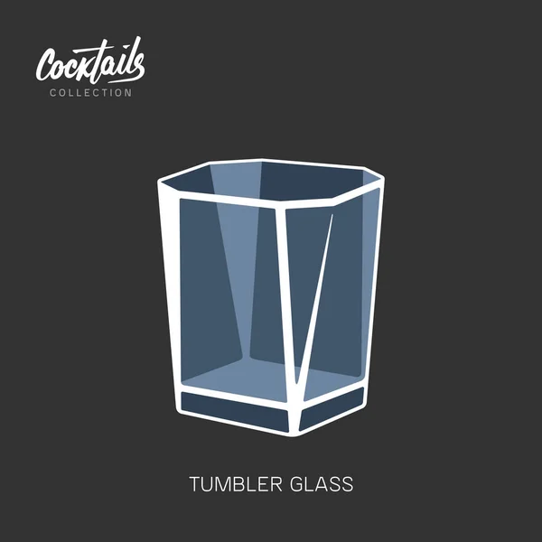 Vaso de vidrio negro fondo alcohol cóctel vector ilustración — Vector de stock