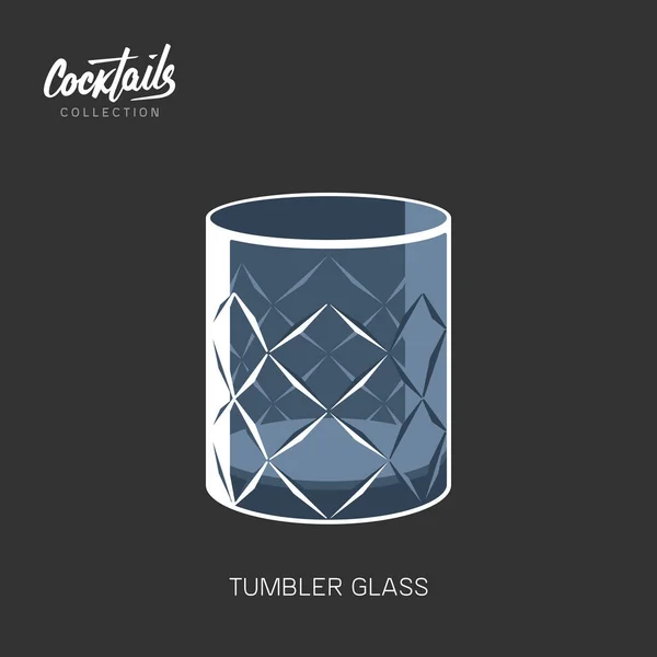 Tumbler whiseky คอนยัคแก้วคริสตัลเวกเตอร์พื้นหลังสีดํา — ภาพเวกเตอร์สต็อก