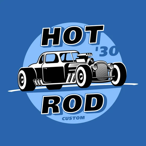 Retro Hot Rod Custom emblema logotipo vector ilustración — Vector de stock