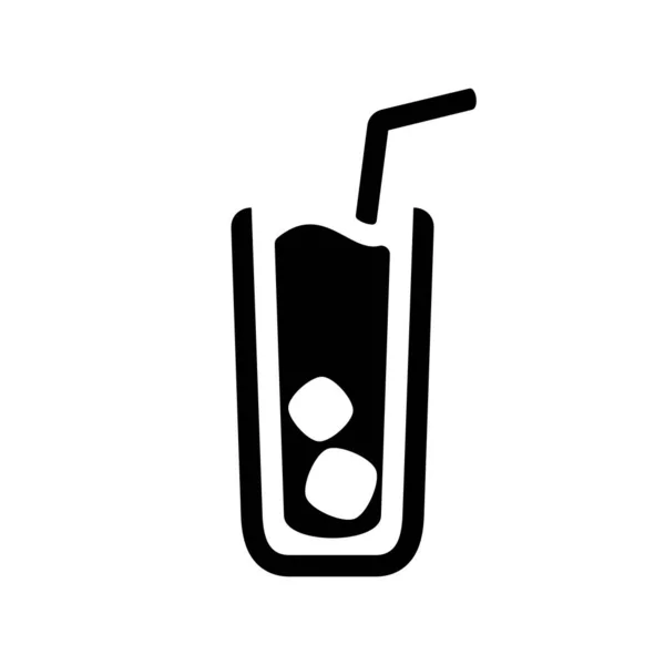 ( 영어 ) Cocktail high ball glass icon ice straw vector illustration — 스톡 벡터