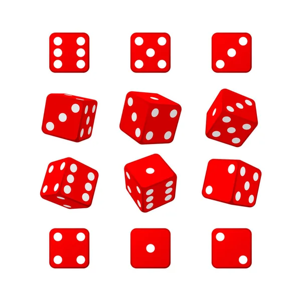 Tärningsset rött kasino vit bakgrund vektor illustration — Stock vektor