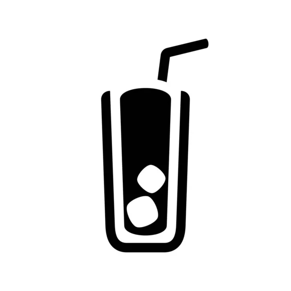 ( 영어 ) Cocktail high ball glass icon ice straw vector illustration — 스톡 벡터