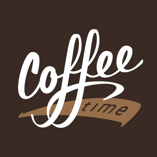 コーヒータイムレタリングロゴの文字ベクトルイラスト — ストックベクタ