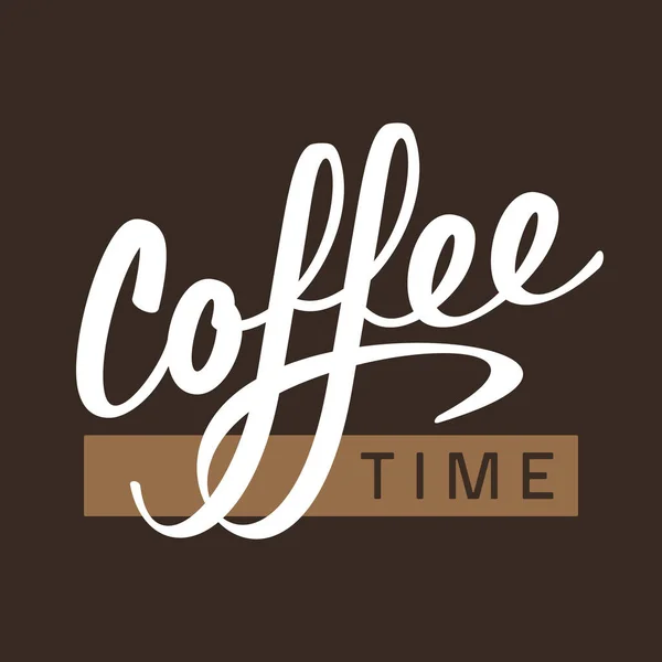 コーヒータイムレタリングロゴの文字ベクトルイラスト — ストックベクタ