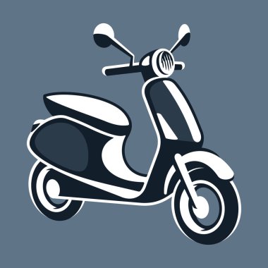 Klasik motosiklet scooter eski tarz vintage vektör çizimi