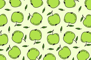 Yeşil elma vektörü arkaplan, yiyecek, meyve.