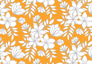 Turuncu arka planda gri çizgili çiçekleri olan kusursuz desen.