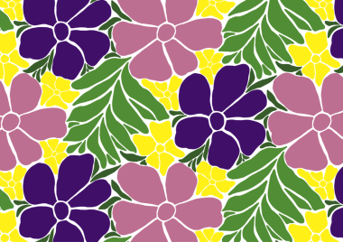 Kusursuz bir arka plan, 70 'lerin çiçek desenli klasik klasik minimalist bohem mor yeşil