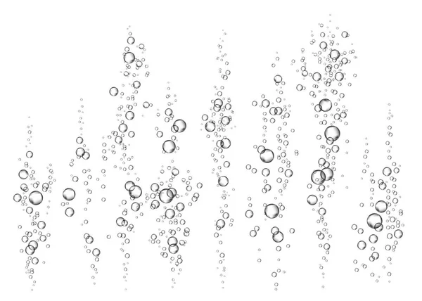 起泡饮料 水下嘶空气 水或氧气气泡白色背景 水族馆里的汽水闪闪发光 海底矢量纹理 — 图库矢量图片