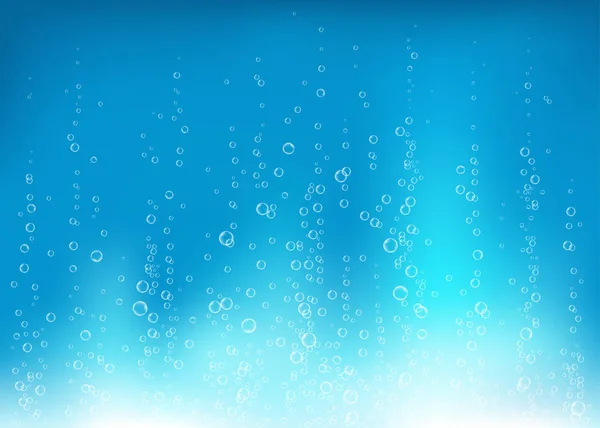 Unterwasser Sprudelnde Luft Wasser Oder Sauerstoffblasen Auf Blauem Hintergrund Sprudelnde — Stockvektor