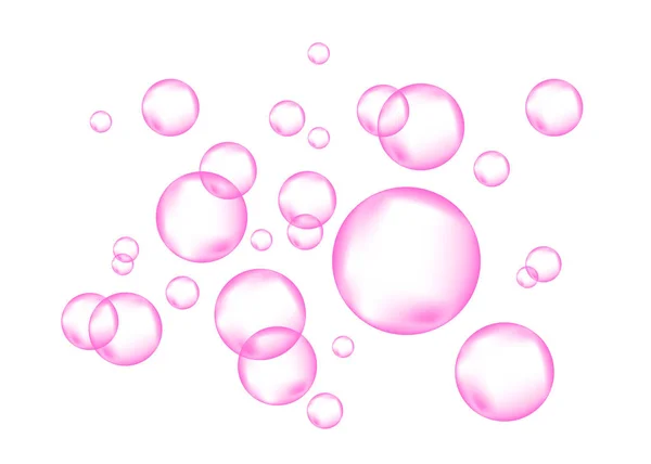 Syčící Vzduch Nebo Voda Růžové Bubliny Bílém Pozadí Sni Šumivé — Stockový vektor