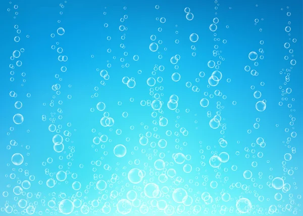 水下嘶空气 水或氧气气泡在蓝色背景 海水中的气泡 水族馆 具有阳光照射的海底矢量纹理 — 图库矢量图片#