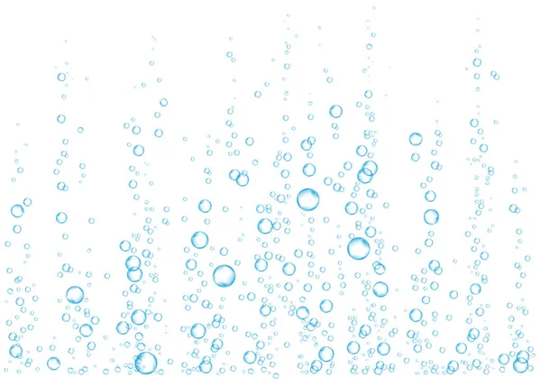 Underwater Fizzing Air Water Oxygen Bubbles White Background Effervescent Drink — Stock Vector