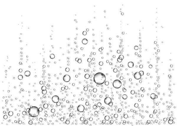 Υποβρύχια Fizzing Αέρα Νερό Φυσαλίδες Οξυγόνου Λευκό Φόντο Αναβράζον Ποτό — Διανυσματικό Αρχείο