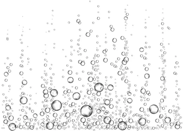 水下使空气 水或氧气在白色背景下起泡 有泡沫的饮料 浮华在海里闪耀 水族馆香槟 苏打汽水海底矢量纹理 — 图库矢量图片