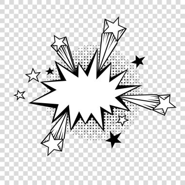 Çizgi film, çizgi roman tarzı gölgelerde yarı ton ile konuşma balonu. Diyalog balon. Sosyal medya, satış afiş için vektör şablon.