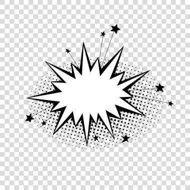 Çizgi film, çizgi roman tarzı gölgelerde yarı ton ile konuşma balonu. Diyalog balon. Sosyal medya, satış afiş için vektör şablon.